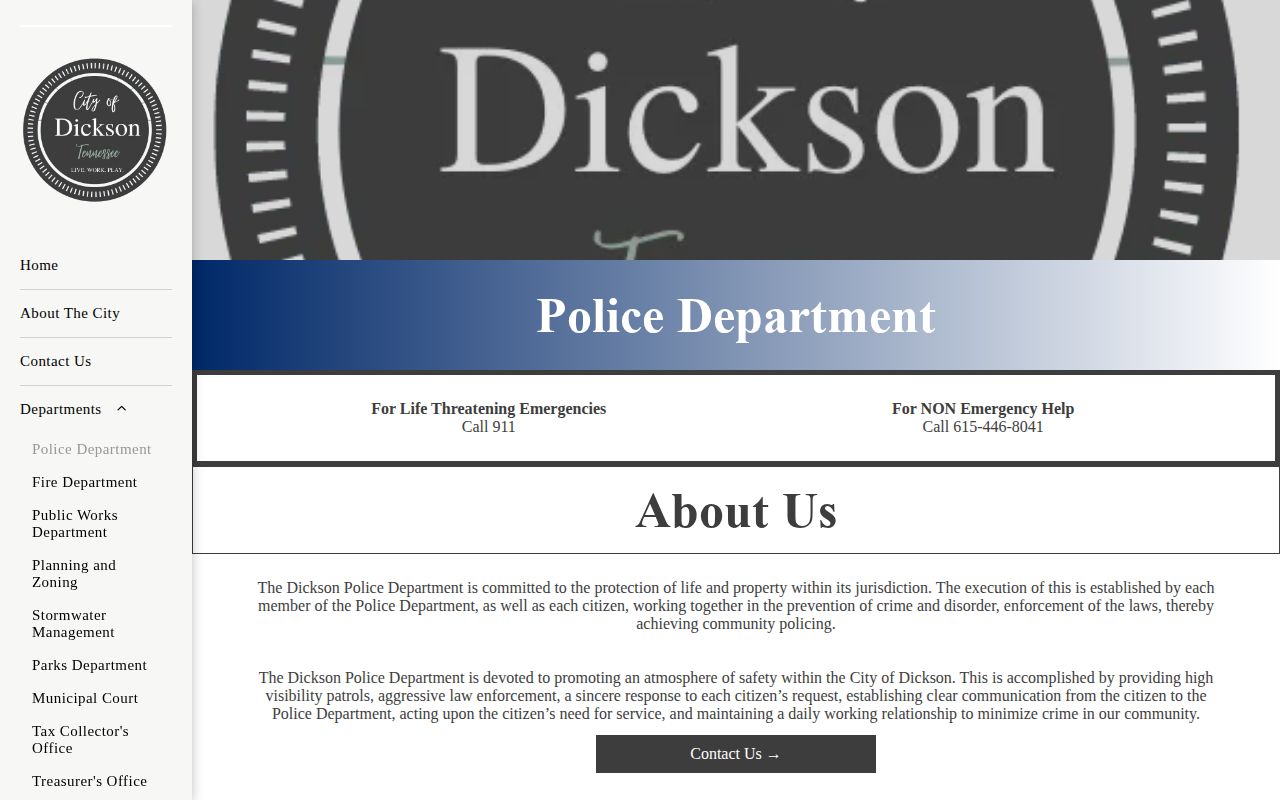 Dickson Police Department official record source for Dickson arrest reports