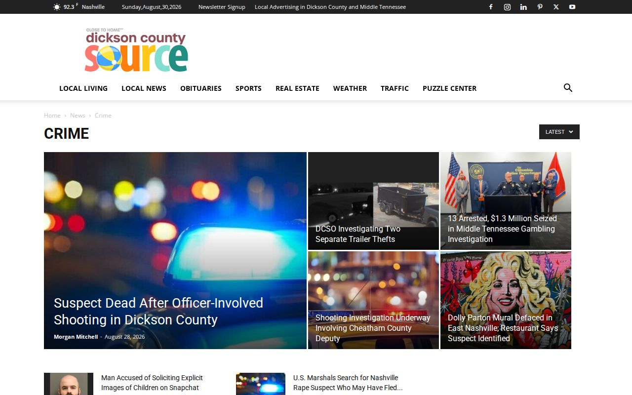 Dickson County crime news category with local arrest reporting