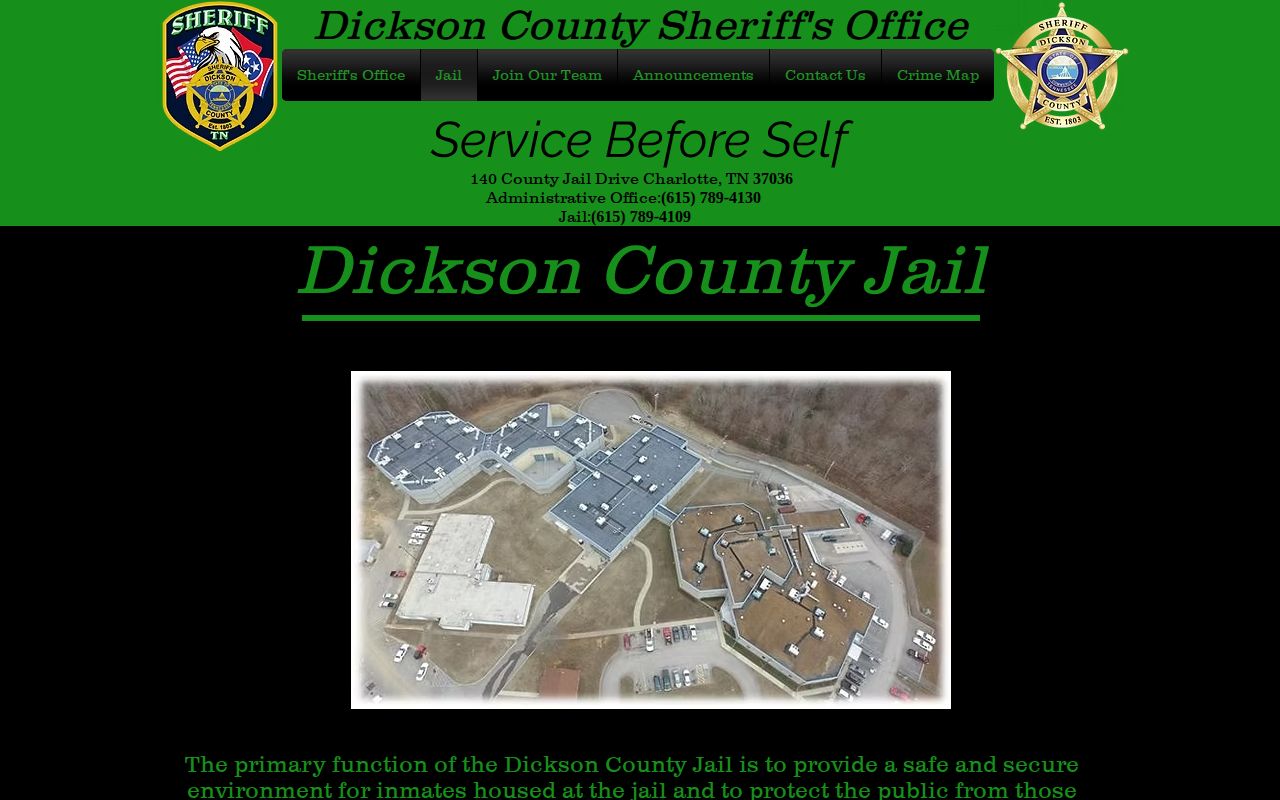 Dickson County Jail official custody information page